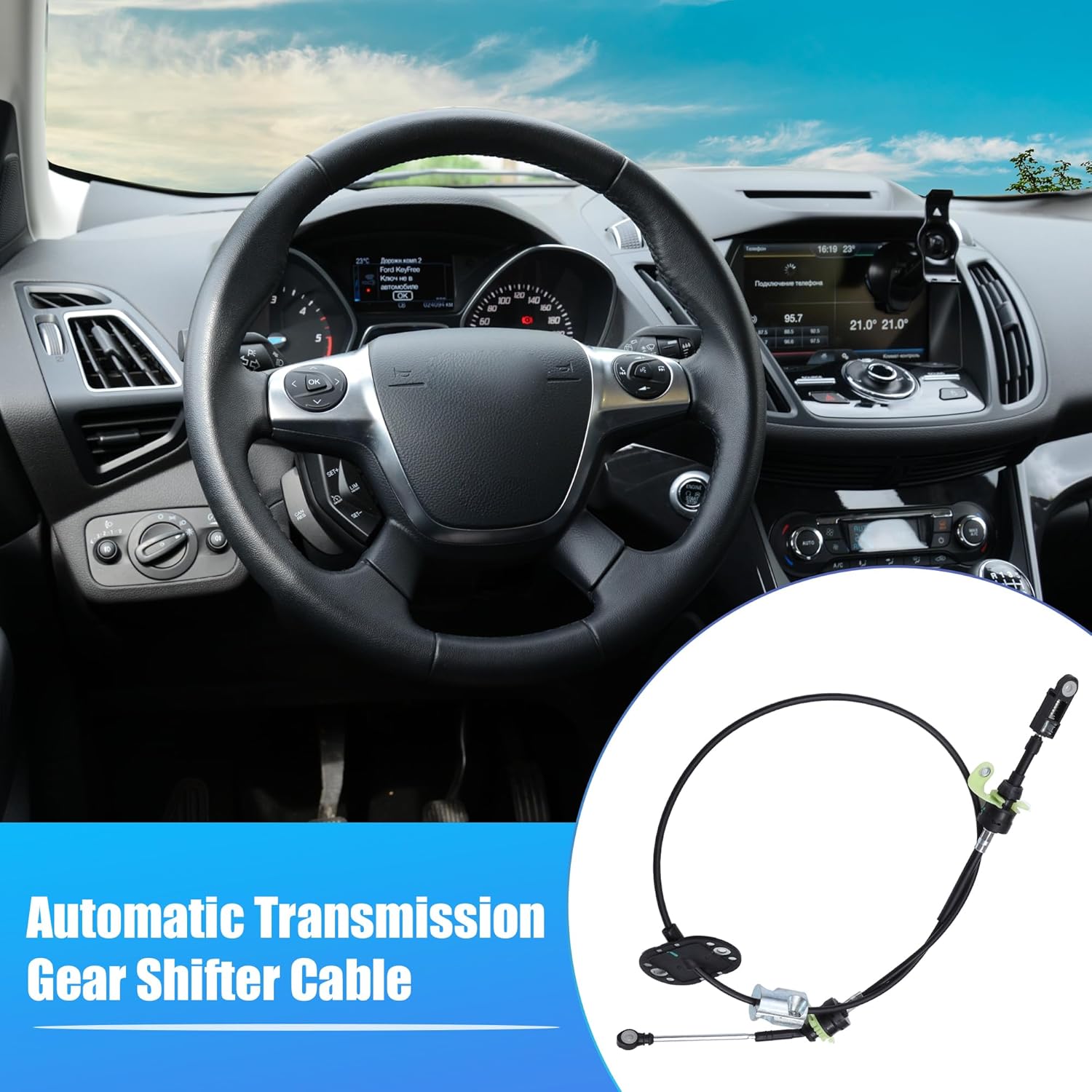 uxcell No.CJ5Z7E395A Automatic Transmission Gear Shifter Cable for Ford Escape 1.6L 2.0L 2.5L L4 2013-2016 Auto Trans Control Range Selector Lever Cable 6F35 Trans
