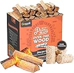Kiln Dried Pizza Oven Wood 5-6 Inch Oak Logs – 12-14 lbs Mini Split Firewood with 10 Natural Fire Starters – Cooking Wood for BBQ, Grilling, Smoking, and Outdoor Pizza Ovens