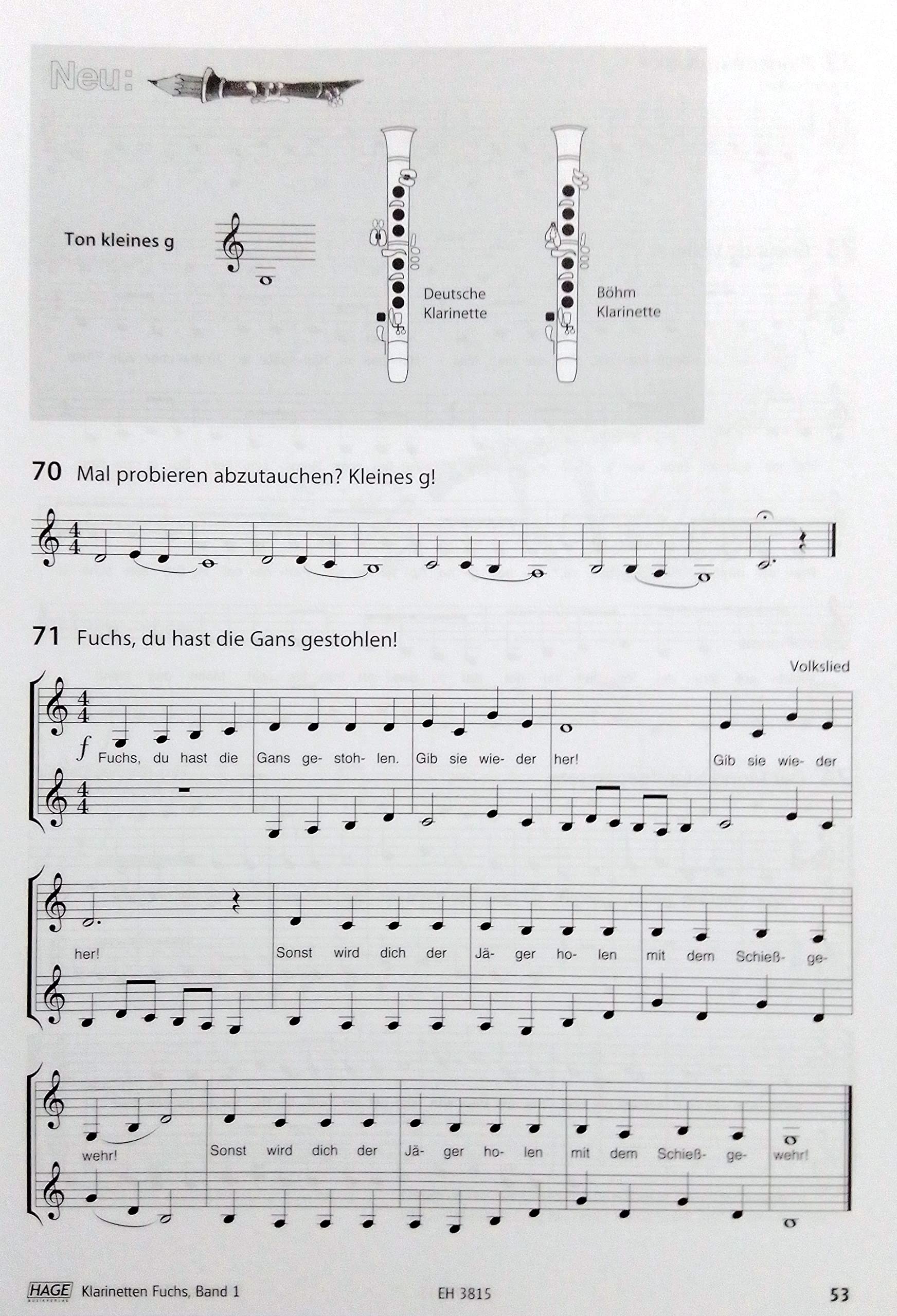 Klarinetten Fuchs Band 1 Online Material mit Musik-Bleistift