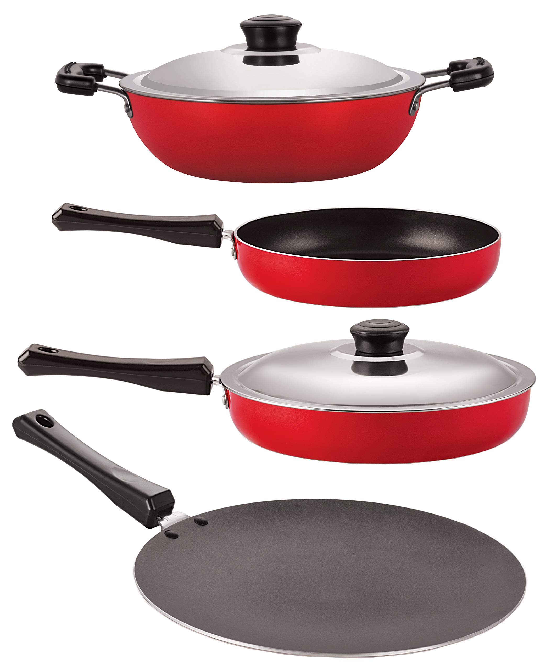 Nirlon Non-Stick Aluminium Gas Compatible Kitchenware Essential Gift Item Set, 4 Piece Set