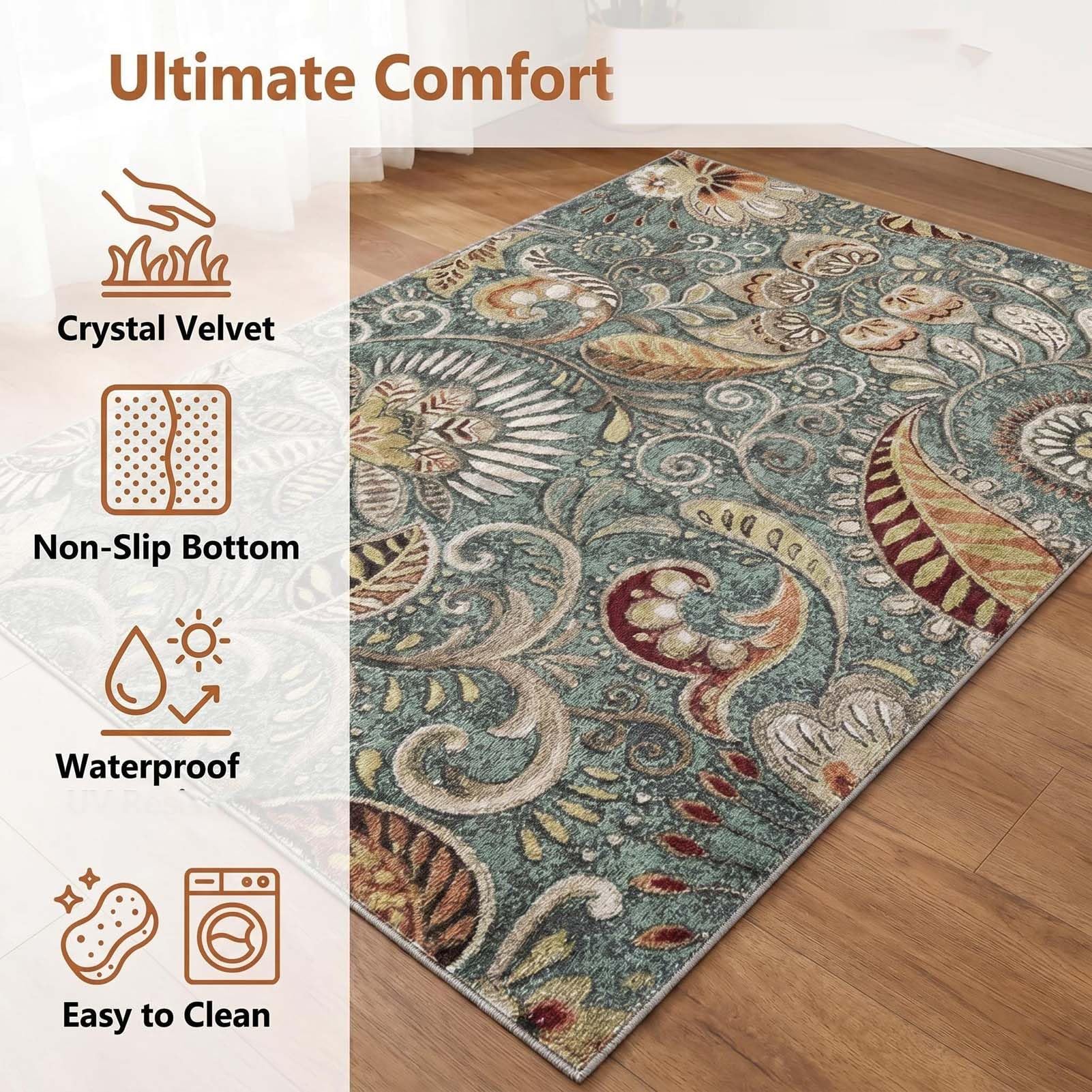 Tapis Extérieur Lavable, Tapis de Camping Imperméable, Tapis de Pique-Nique, Tapis Antidérapant, Tapis Doux et Confortable, Tapis d'Entrée, pour Sol, Patio, Jardin