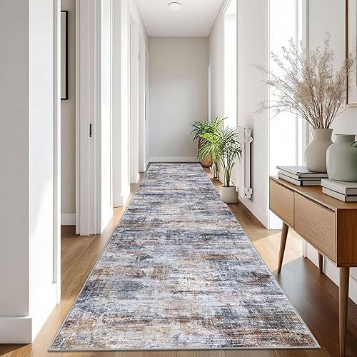 Miniatura 675 de IOHOUZE Alfombra pequeña abstracta de 2 x 3 pies, alfombra de entrada lavable para entrada interior, alfombras con respaldo de goma, alfombra gris