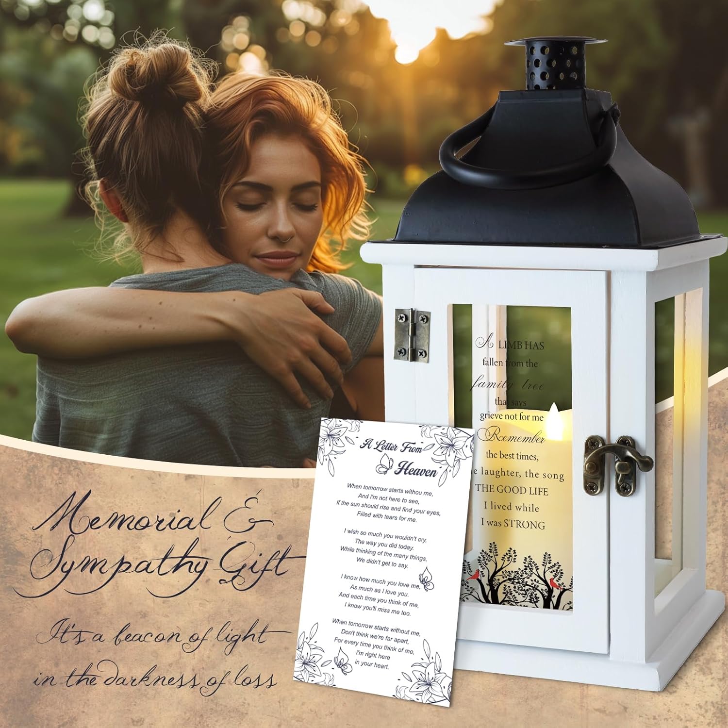 Homemory Memorial Lantern Bereavement Sympathy Gifts for Loss of Loved One, Memorial Gifts for Loss of Mother Loss of Father in Memory of Loved One Remembrance Gift with LED Candle & Remote - Image 8