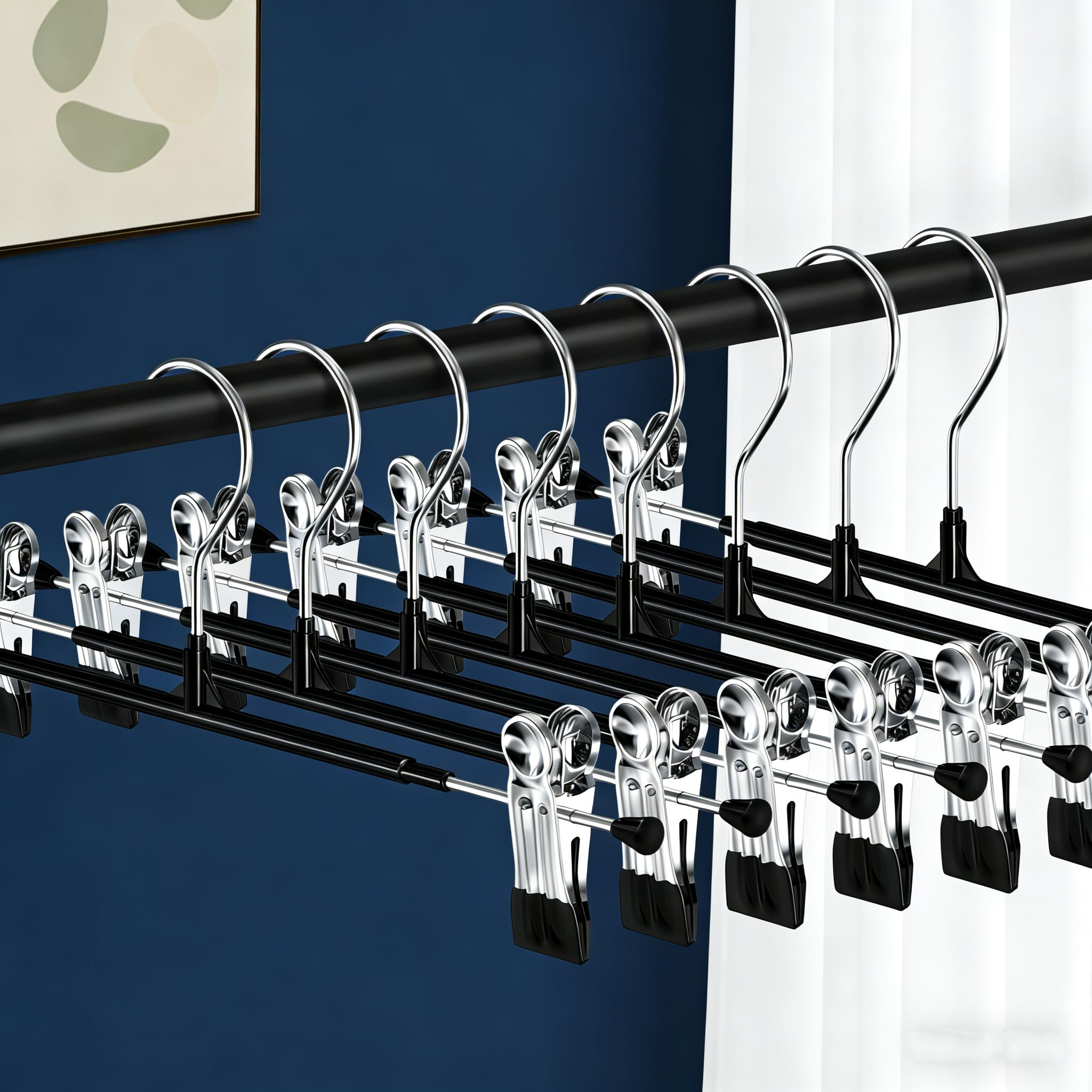 10 Stück Metall Hosenbügel,Kleiderbügel mit rutschfest Clips 30cm,Rostbeständig Rockbügel Hosenbügel Platzsparend für Hosen Shorts Rock Socken Unterwäsche