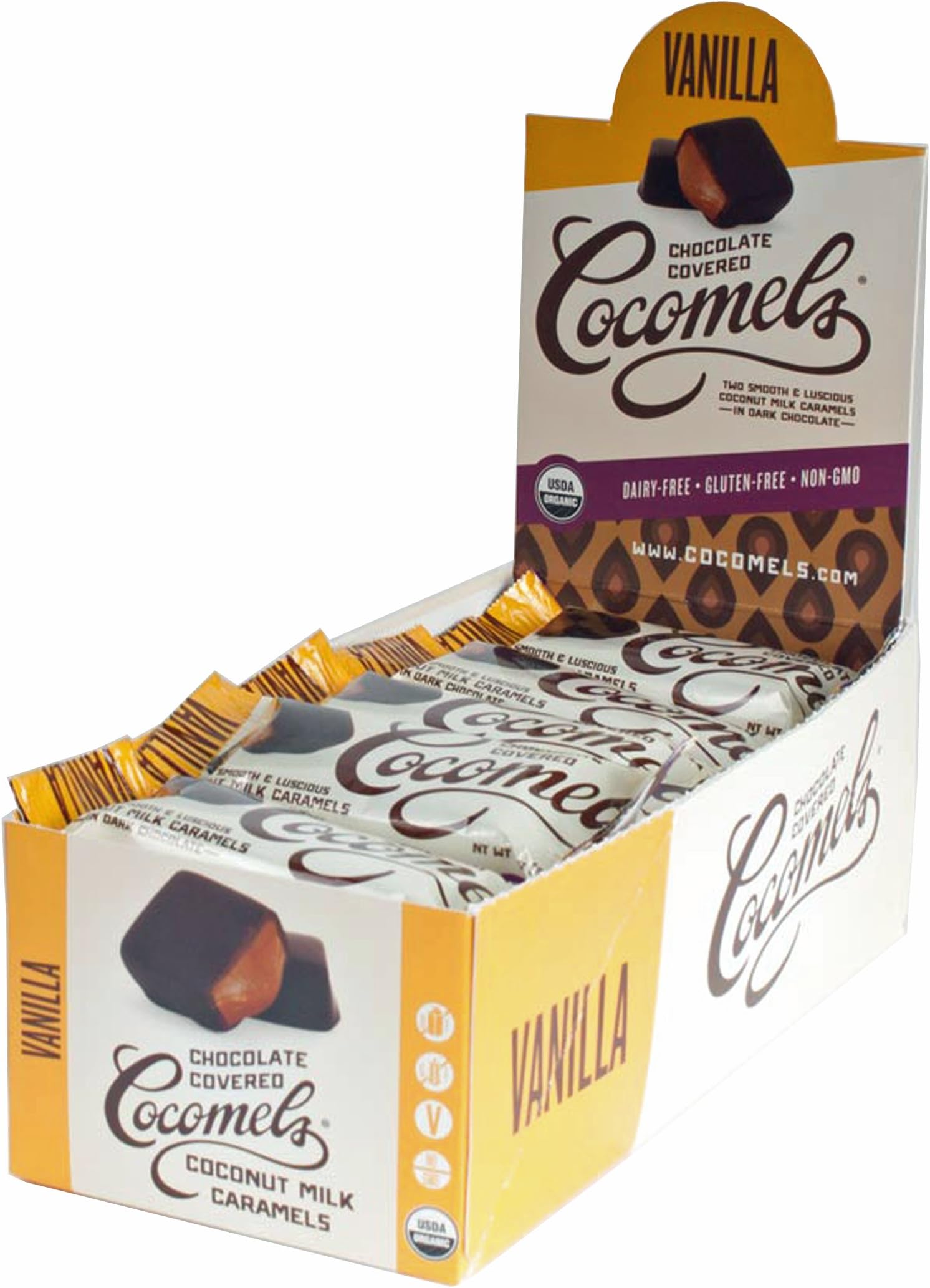 Chocolate-covered Cocomels - Coconut Milk Caramels - Organic - Made Without Dairy (Vanilla, 15 pack), 1 Oz EachUSDA Organic