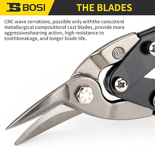 Miniatura 4 de Tijeras de hojalata de aviación de 10 pulgadas, corte a la izquierda, cortador de chapa de alta resistencia, tijeras de corte de chapa de metal de