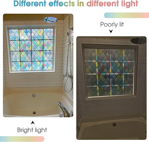 Miniatura 5 de SUNBABY Película de vidrieras para ventana Película holográfica de privacidad para ventana de arco iris, película decorativa de privacidad con