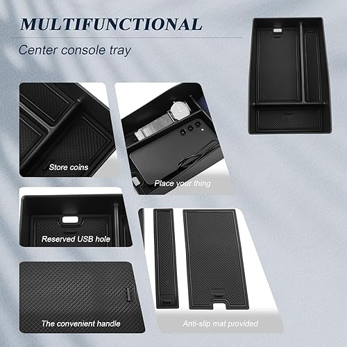 Miniatura 5 de BIBIBO Paquete de 3 organizadores de consola central para Ford Mustang 2024 + Ford Mustang GT caja de almacenamiento lateral para consola de basura,