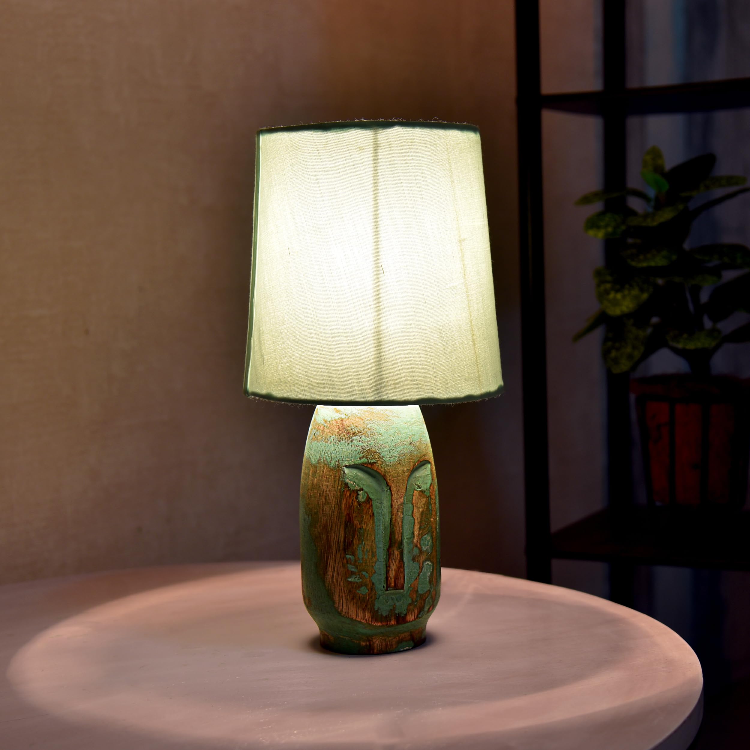 Homesake® Small Table Lamp for Bedroom Living Room Simple Retro Wood Grain Farmhouse Bedside Lamps Suitable for Nightstand, Gift, Teardrop, (Green) (B0D7W9PLT5) Amazon Price History, Amazon Price Tracker