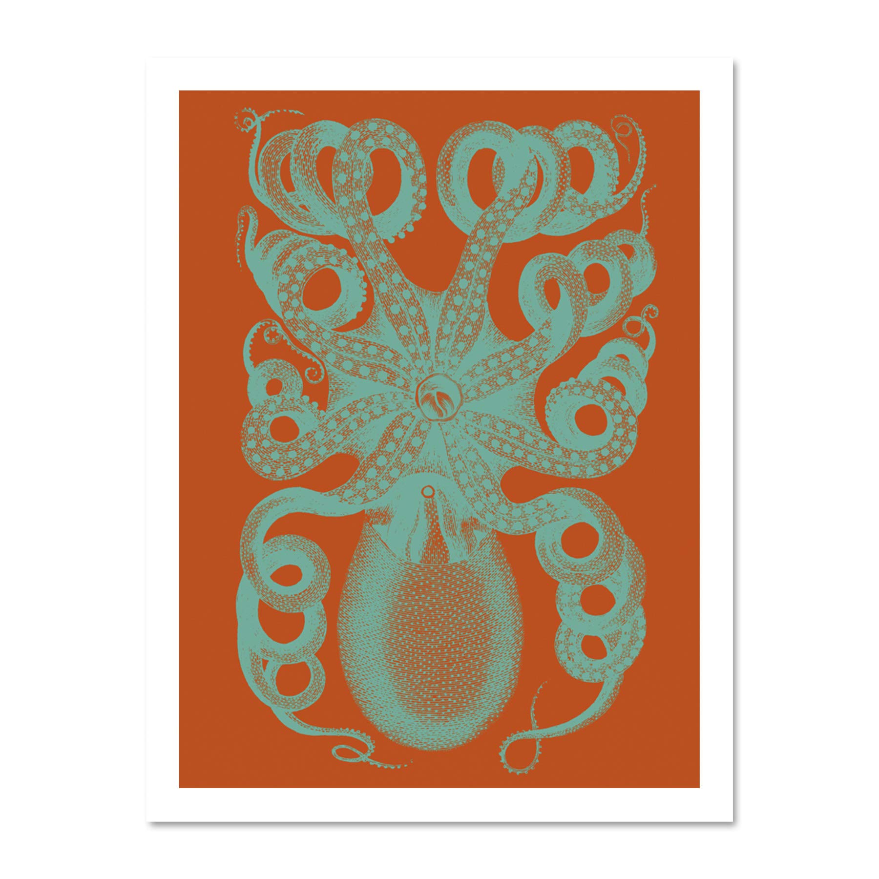 Wee Blue Coo Octopus Coral Blue Red Large Framed Art Print Wall Poster 18x24 inch
