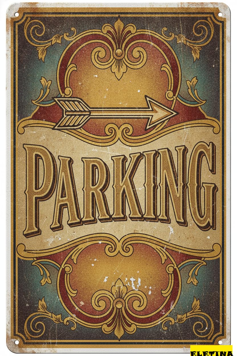 Parking Warning Metal Wall Art Caution Safety Sign Fence Yard Floor Garden Road Street Decor 8x12in