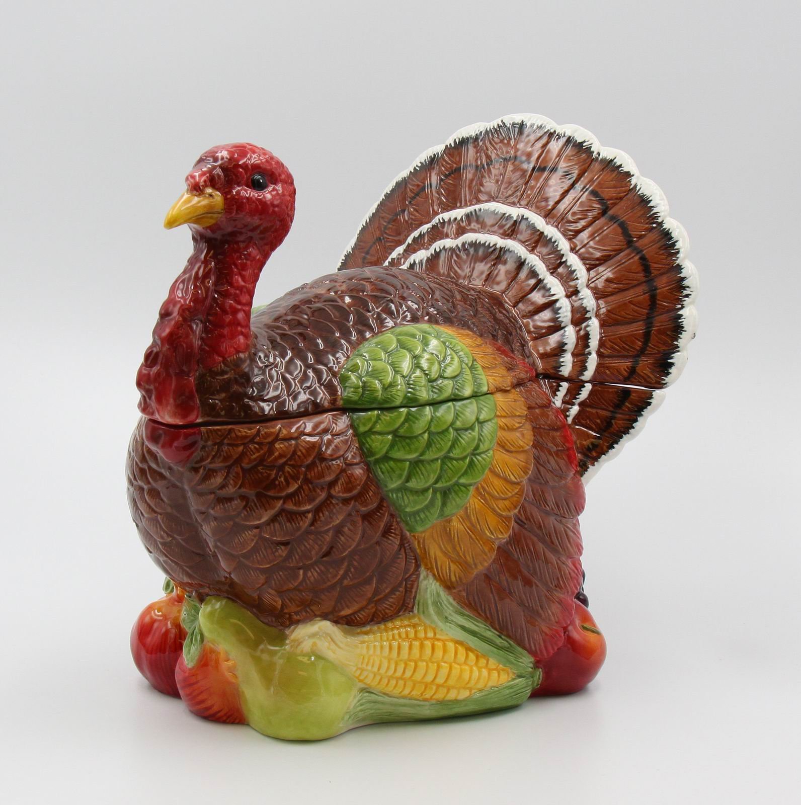 Thanksgiving Turkey Cookie Jar - Hand Painted Ceramic -3