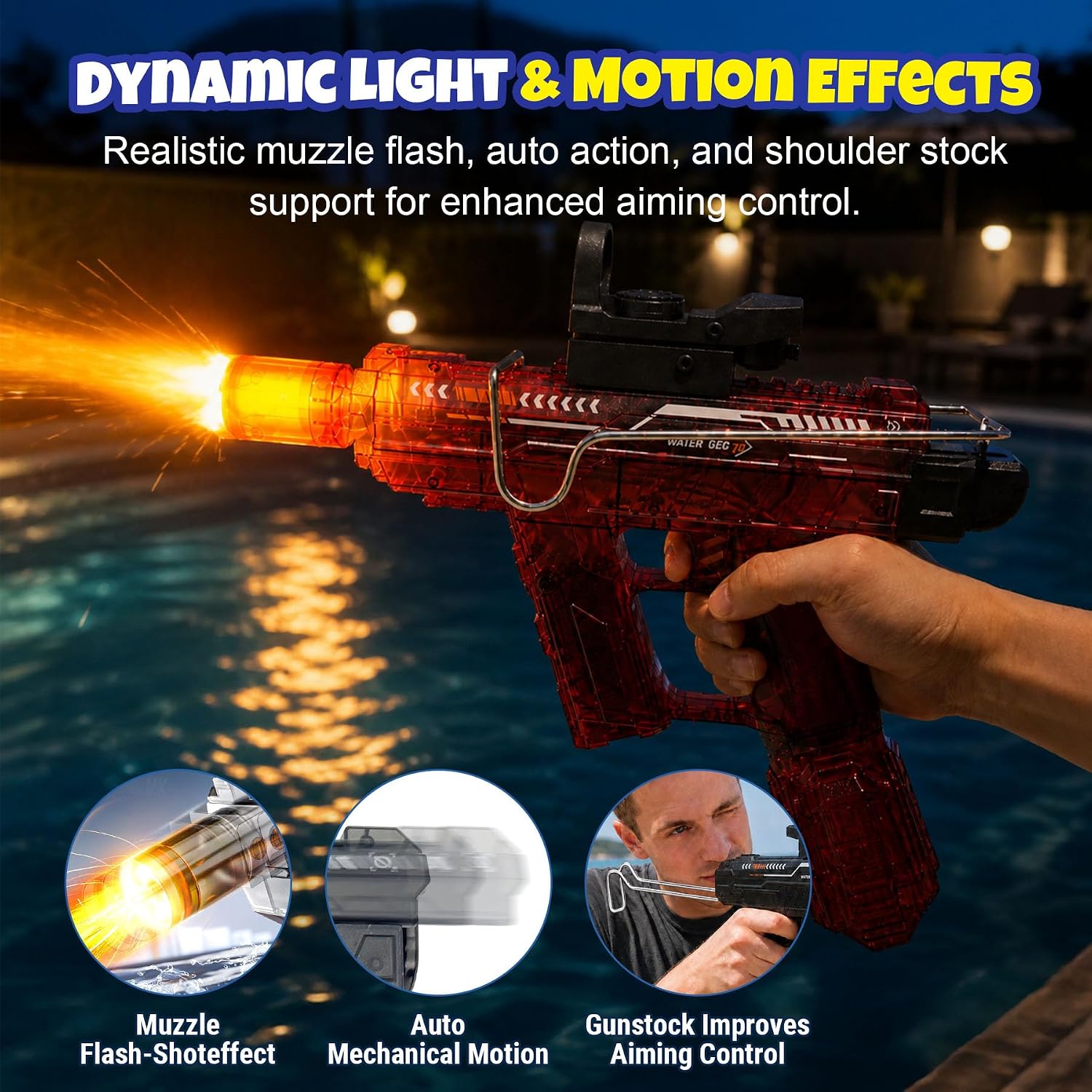 Electric Water Gun for Adults & Kids, Automatic Water Guns High Capacity 500+,Battery Powered Water Squirt Guns, Long Range Water Pistol Blaster Soaker,Summer Pool Toys (Black)