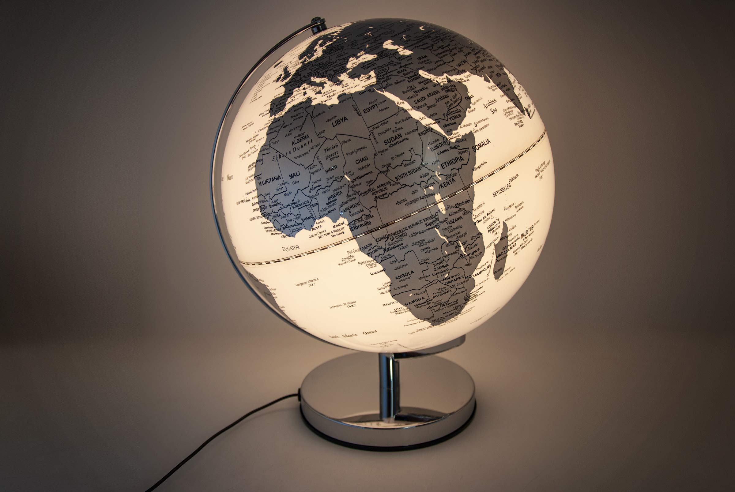 Mascagni Globo Luminoso LED Base in Metallo. Diam. 25 cm, Acciaio.