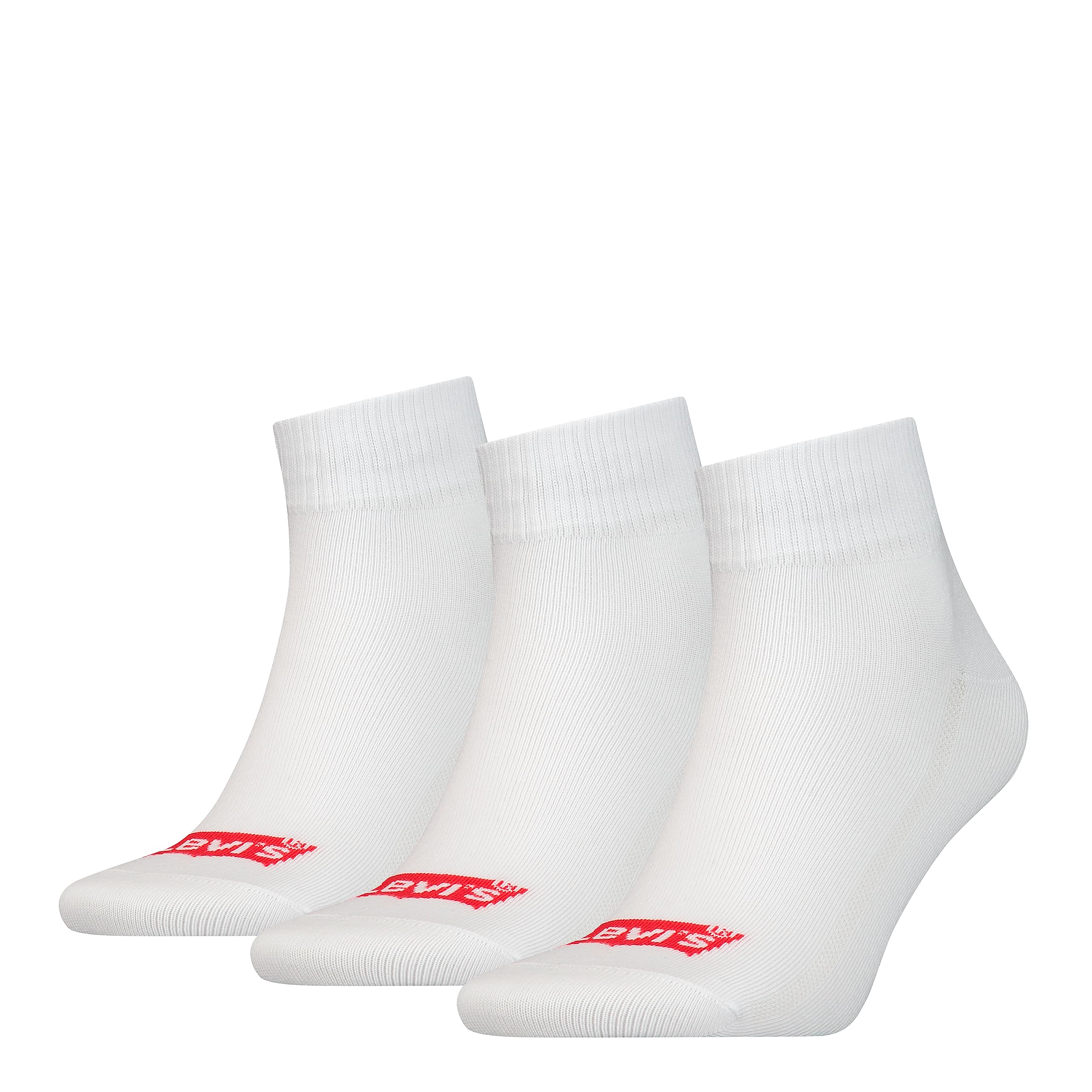 Levi's Unisex Recycled Cotton Quarter Socks, White, 43/46