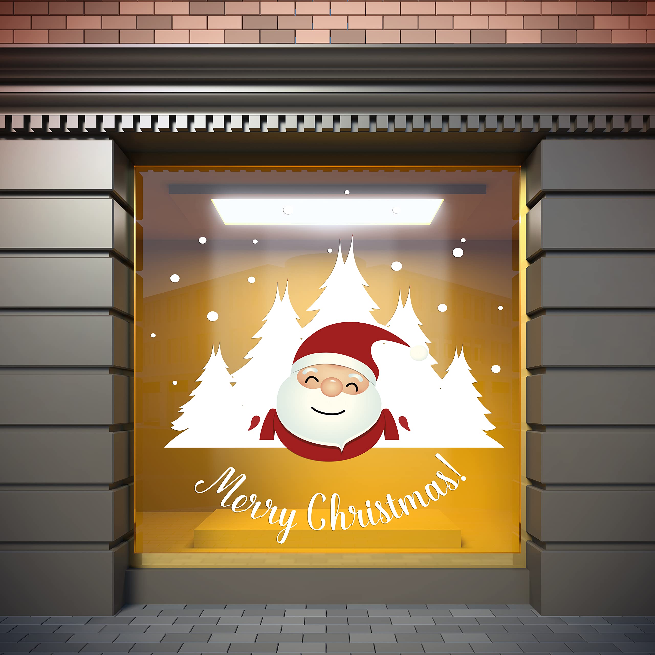 Oedim Vinilo para Escaparates Decoración Navidad Merry Christmas Papa Noel | 200x200cm | Vinilo Adhesivo | Decora tu escaparate | Pegatinas Adhesivas Escaparate | Vinilos para Negocios