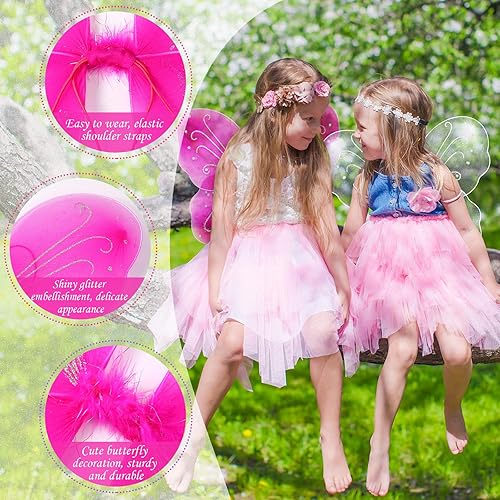 Miniatura 4 de 24 alas de hadas para niños a granel, alas de disfraz de ángel mariposa para niñas de 20 x 21 pulgadas, alas de princesa de hada, decoraciones de