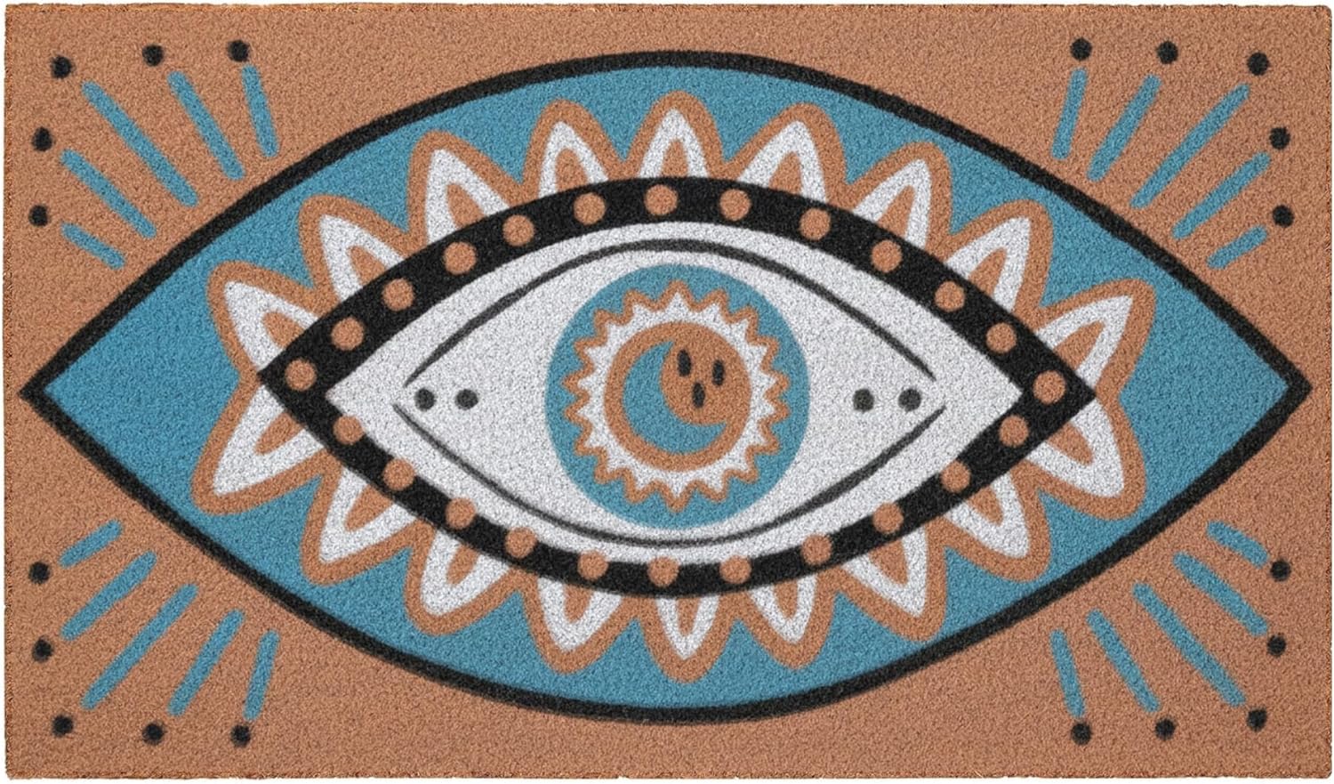 Folkulture Welcome Matt Outdoor | 16 x 28 Evil Eye Decor Mat for Front Door Mat Outside Entrance | Eco Friendly | Welcome-Mats Cute | Coir Door Mats | Outdoor Decor for Home | Durable & Anti Slip