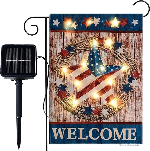 Miniatura 8 de Bandera de jardín con luces LED solares, calabaza, fantasma, calabaza de Halloween, mini patio, 12 x 18 pulgadas, doble cara para jardín, patio,