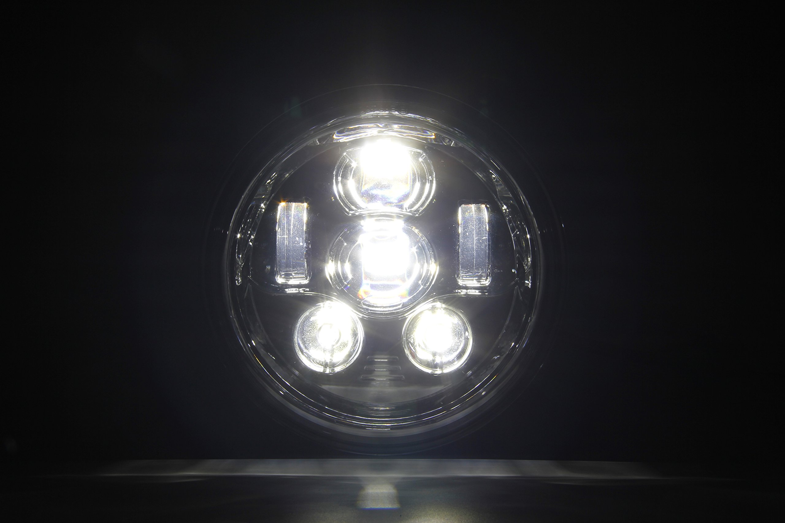 Faro Proiettore Moto DOT 7 Pollici Nero/Cromato, Luci Abbaglianti/Anabbaglianti con 84 LED per Harley Davidson