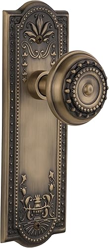 Nostalgic Warehouse Meadows Plate with Meadows Knob, Single Dummy, Antique Brass