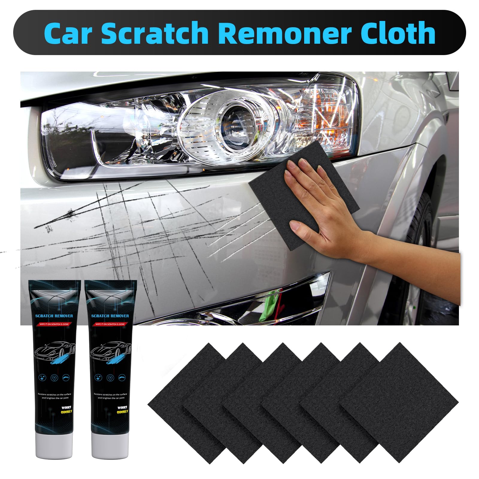 Huotwoe Car Scratch Remover, 2025 Nano Sparkle Cloth Car Scratch Remover Upgrade, Multi-Purpose Nano Magic Cloth for All Car