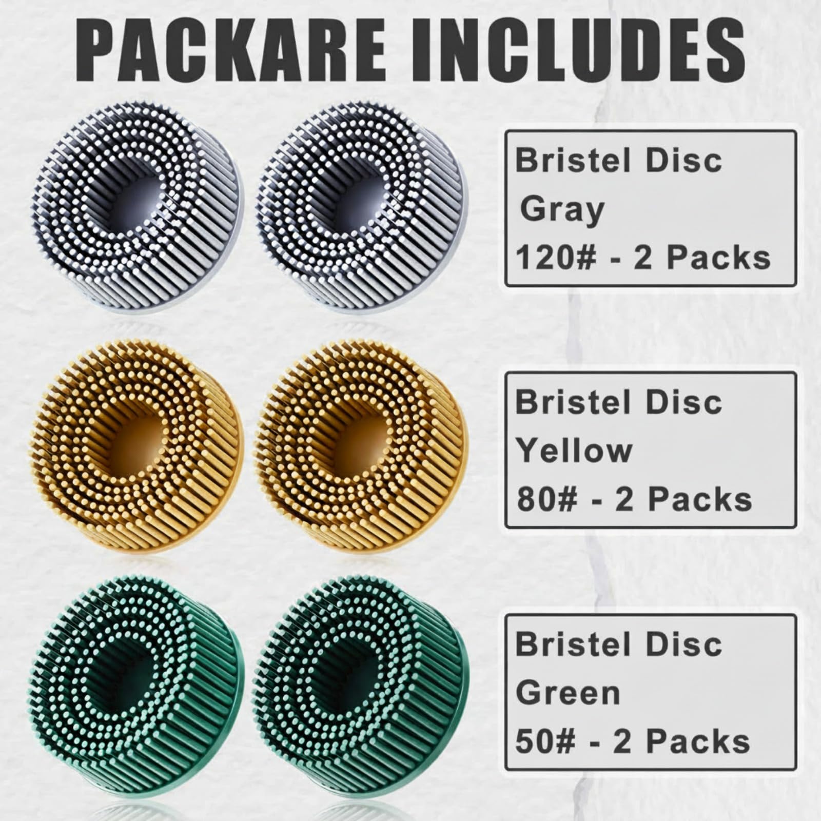 Lanties Bristle Discs - 6 Pcs Grit 50/80/120 -3