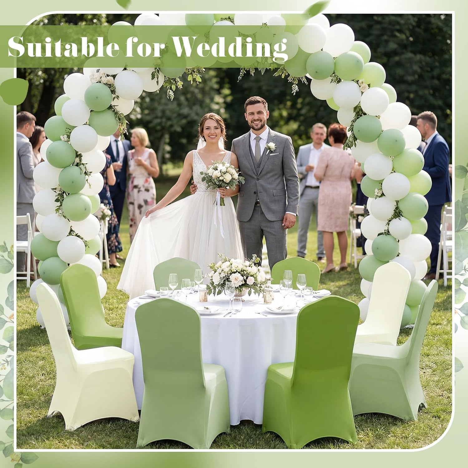 Oudain 12 Pcs Sage Green Folding Chair Covers Universal Spandex Slipcovers Washable Removable Stretch Chair Protector Covers for Wedding Baby Shower Birthday Party Decoration