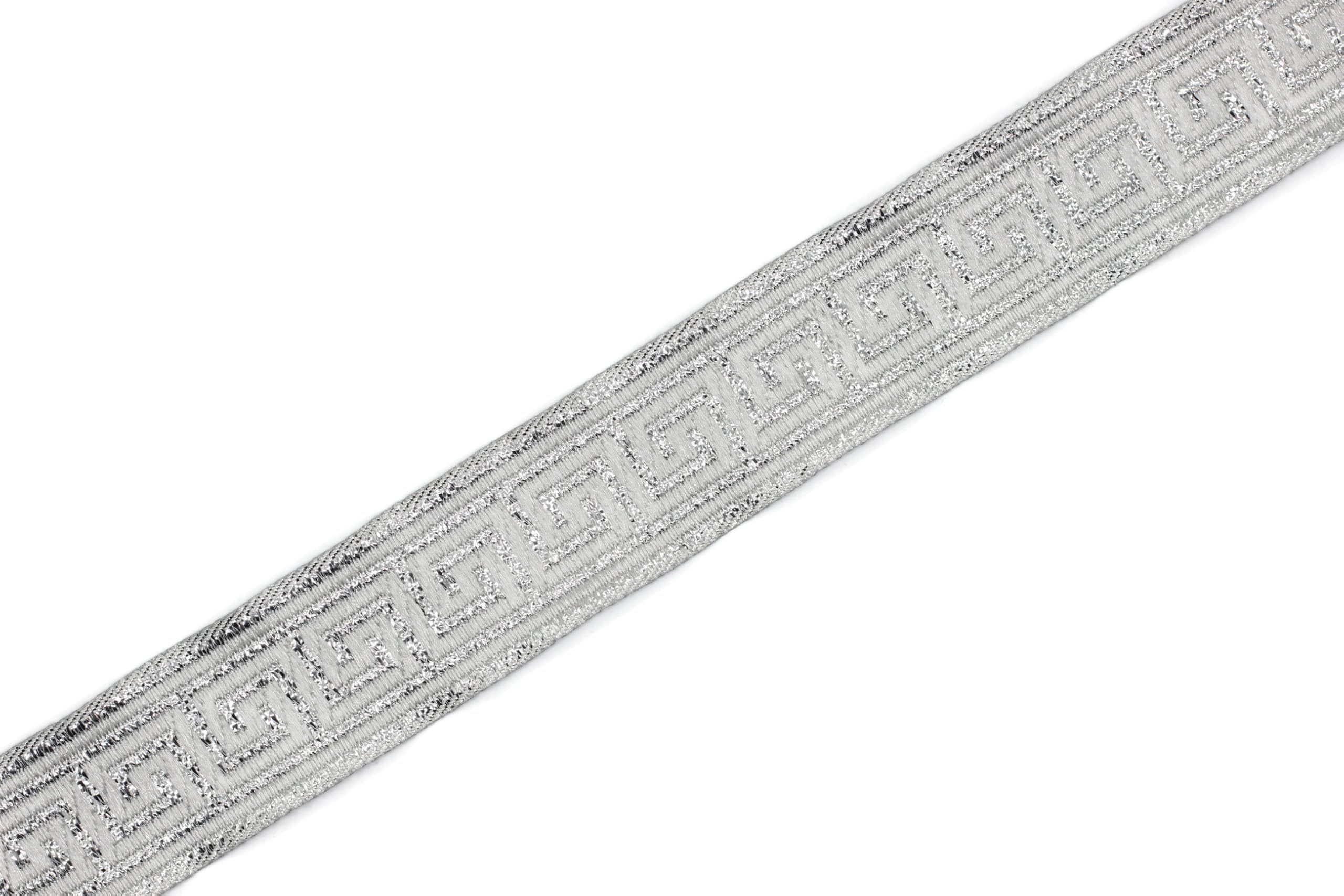 10 meter spoel 20 mm breed zilver-zwart Keltische Claddagh Jacquard lint geborduurd geweven Trim