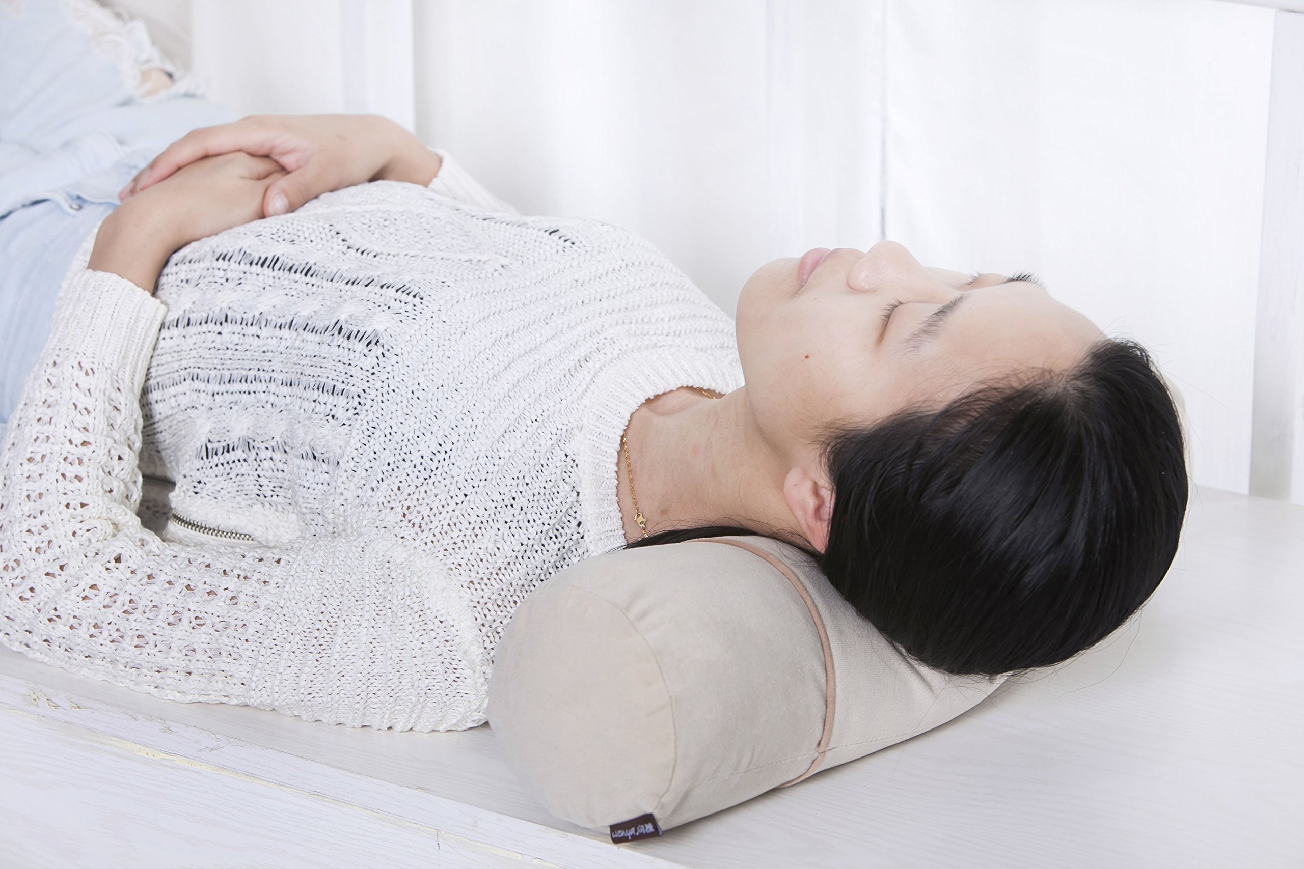 ALIBO Zylindrische Nacken- und Kopf-Entspannungskissen zur Schmerzlinderung, runde Relax kissenrolle, 52 x 12cm, Lange Nackenrolle für Rückenschläfer, Bett, Schlafstützen, Beinmassagekissen