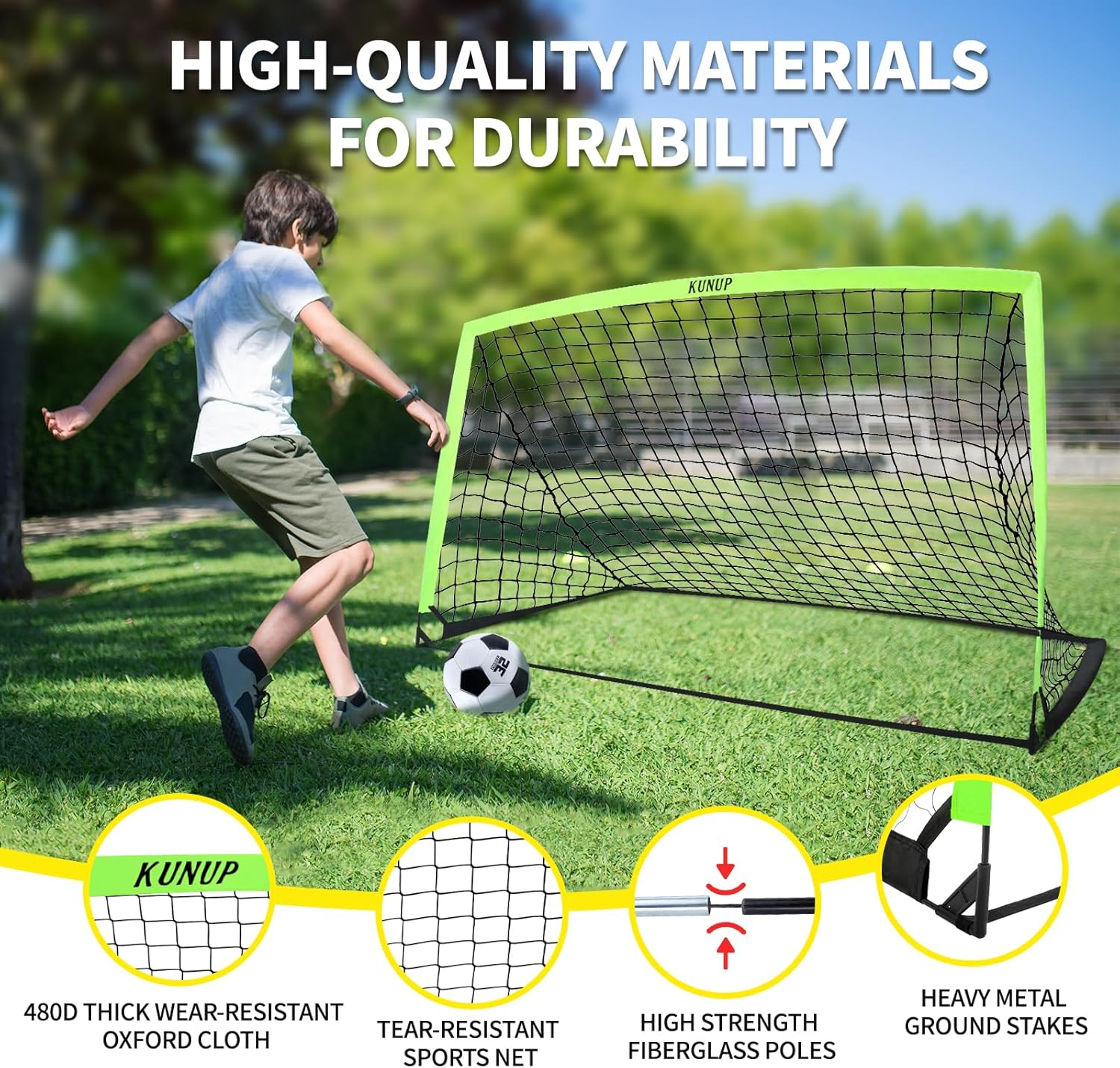 2 Set Kids Soccer Goals for Backyard with Training Equipment, Portable Foldable Practice Nets with Ball, Dice & Mat, Cones, Air Pump and Carry Bag for Toddler Youth Outdoor Sports Game