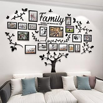 DIY Wall Decor Living Room Family Tree Wall Decor Sticker Tree Wall Decals 3D Picture Frames Collage Wall Decor Living Room Wall Decor Collage Picture Frames for Wall Sticker Decal