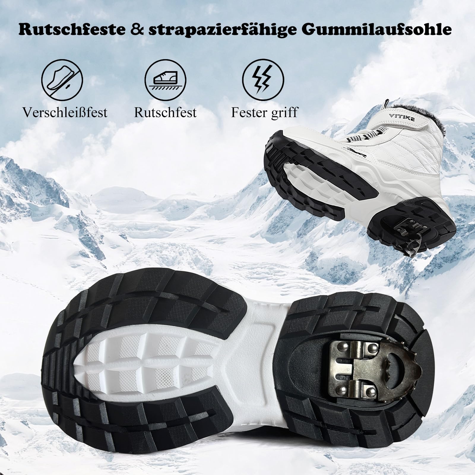 JMFCHI Winterschuhe Jungen Schneestiefel Mädchen Warm Gefüttert | Weiches Kunstpelzfutter, Rutschfeste Sohle, Guter Knöchelhalt, Einfaches Schnüren, Winterstiefel für Alltag, Outdoor, Wandern