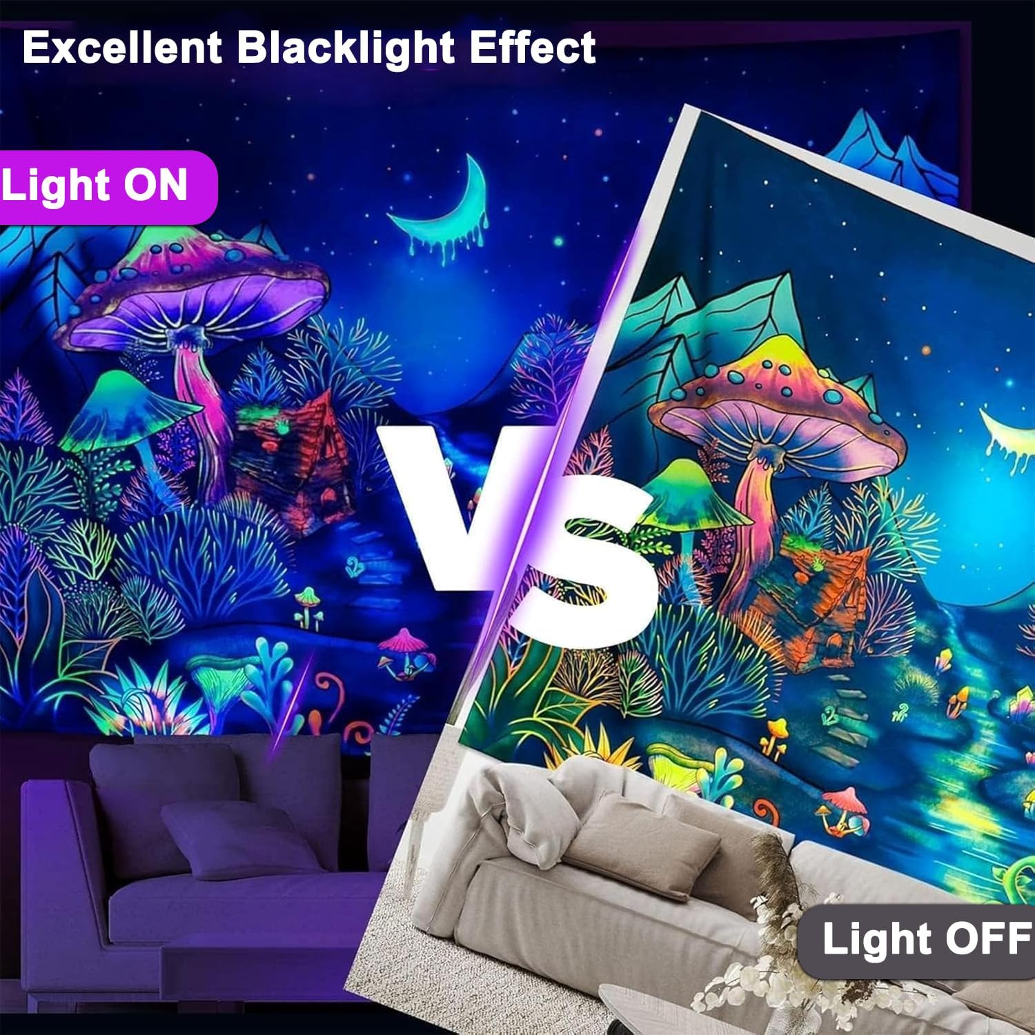 LED Black Light Bar, 2Pack 10W UV LED Blacklight with 5ft Cord Plug Switch, Black Lights for Glow Party - Portable Blacklight Bar for Fluorescent Posters, Glow in The Dark Party, Body Paint, Halloween