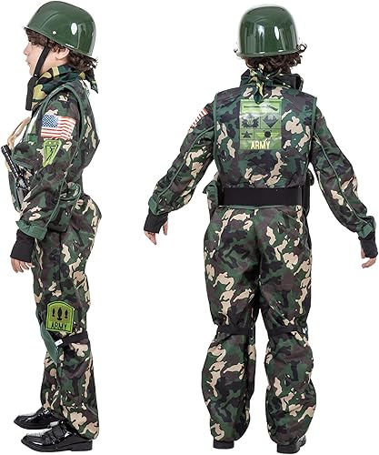 Miniatura 6 de Disfraz del ejército para niños con accesorios de juguetes, soldado militar, disfraces de Halloween para niños pequeños de lujo