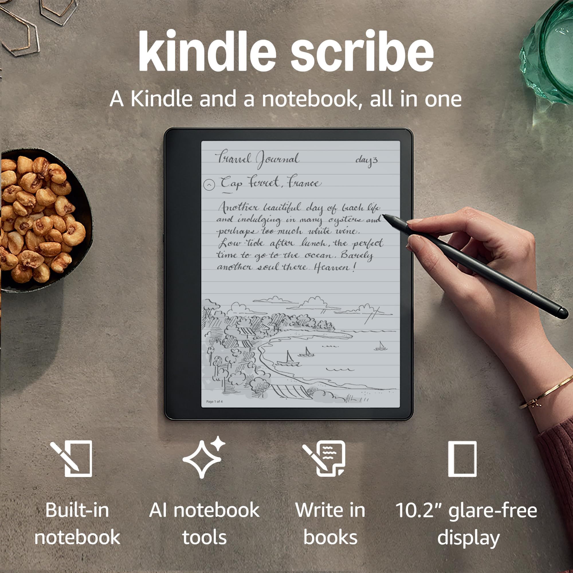 Kindle Scribe (16 GB), the first Kindle and digital notebook, all in one, with a 10.2" 300 ppi Paperwhite display, includes Basic Pen + Kindle Unlimited