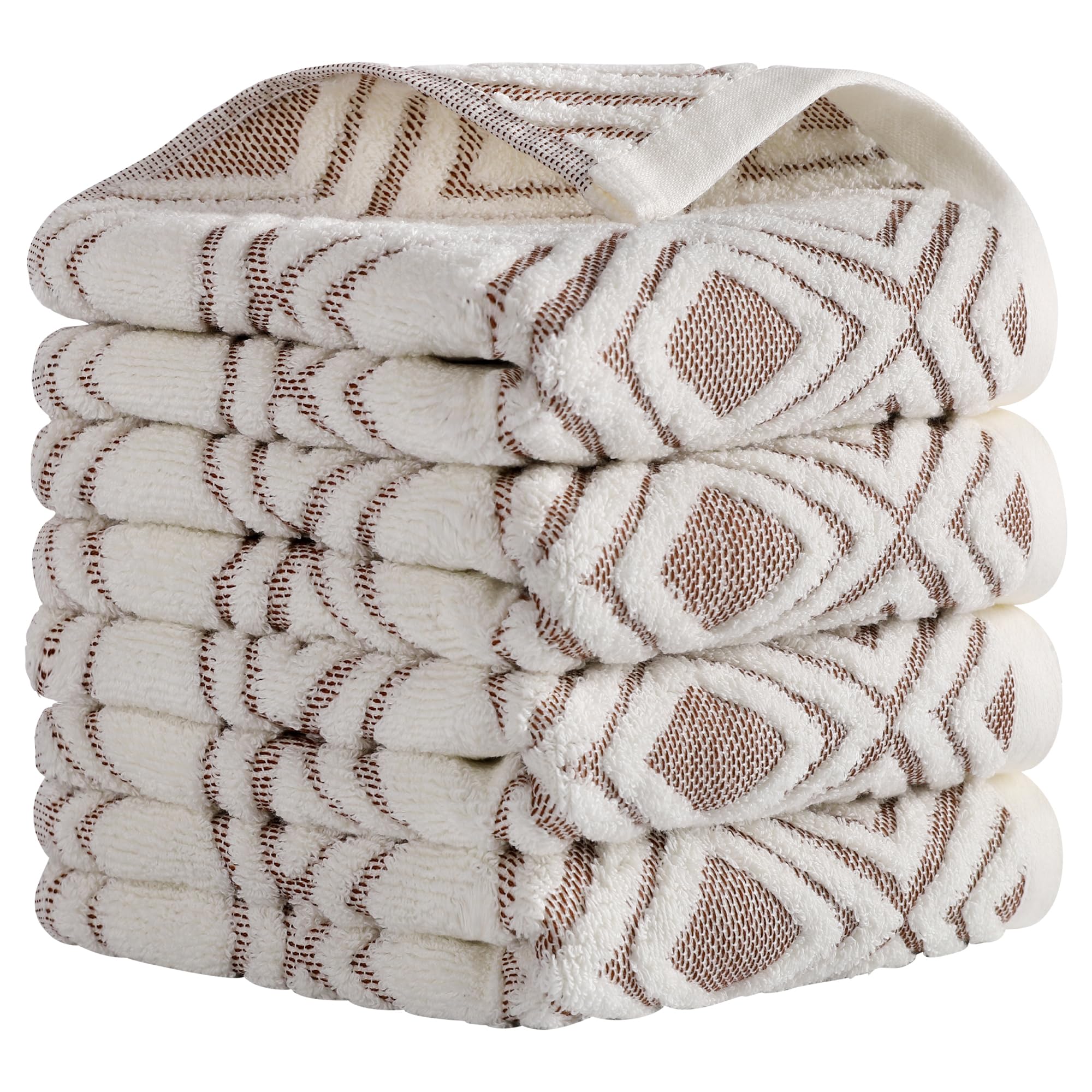 HMETOL Geometric Pattern Cotton Decorative Soft Absorbent Hand Towels