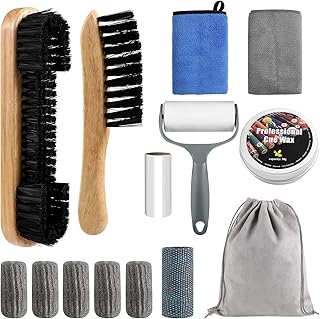 Pool Table Brush Set, 14pcs Billiard Table Felt and Cue Cleaning Accessories with 2 Wooden Brushes, Cue Cleaning Cloth, Ferrule Polish Cloth, Shaft Wax, Towel Burnisher and Sticky Lint Roller