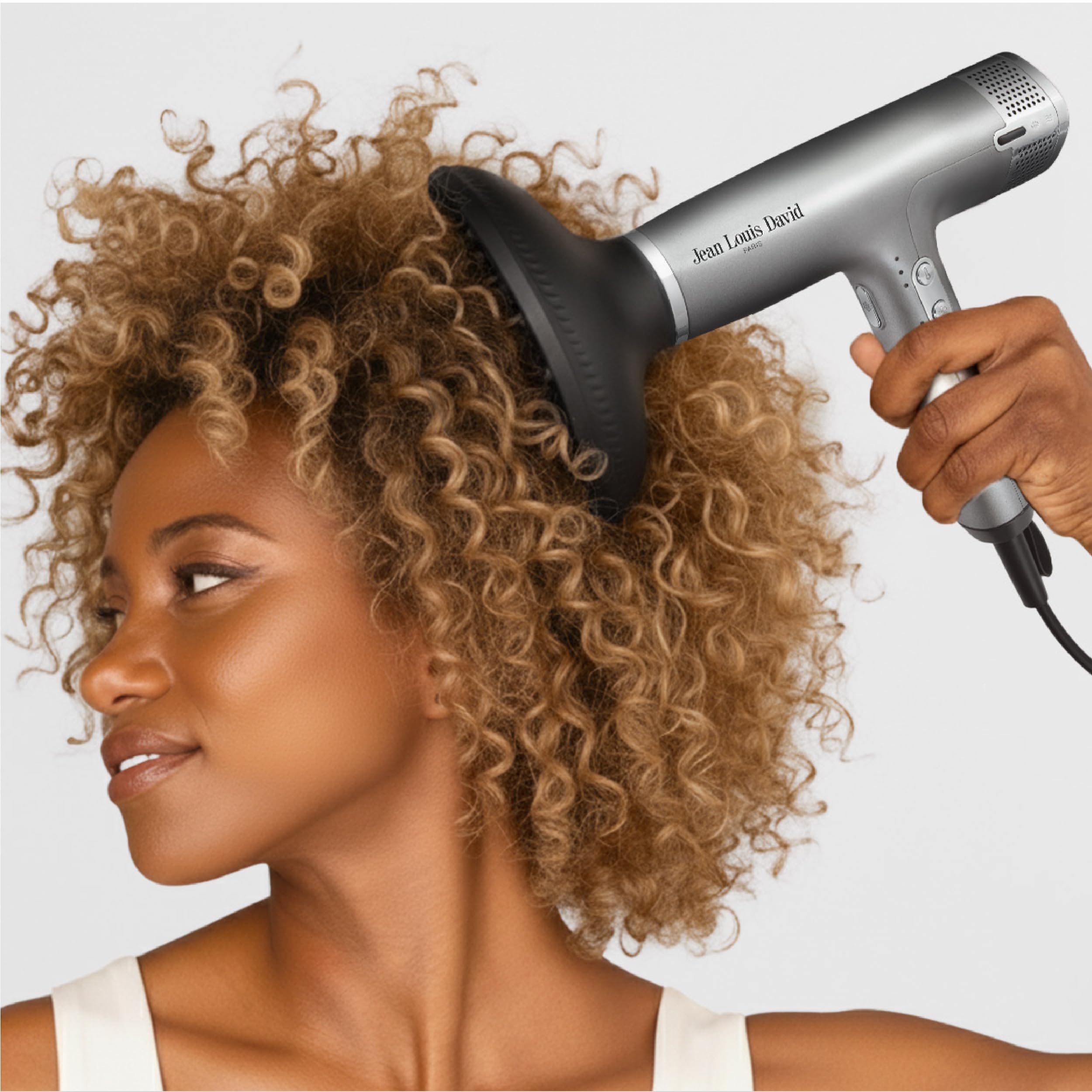 Jean-Louis David - Sèche Cheveux Nouvelle Génération - Moteur Digital BLDC Ultra Compact - 3 Accessoires Magnétiques - Lissage Brushing Boucles - Coiffure Professionnelle - Séchage Optimal