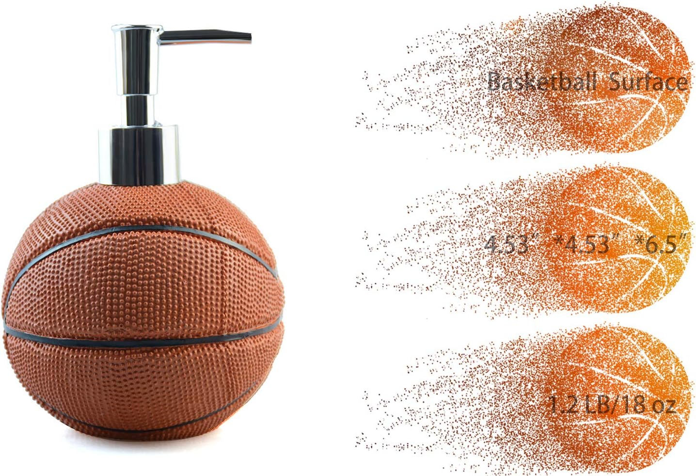 4-Piece Sports Bathroom Accessories Set Complete with Basketball Lotion/Soap Dispenser,Soccer Bath Cup/Tumbler,Base Ball Soap Dish,Football Toothbrush Holder