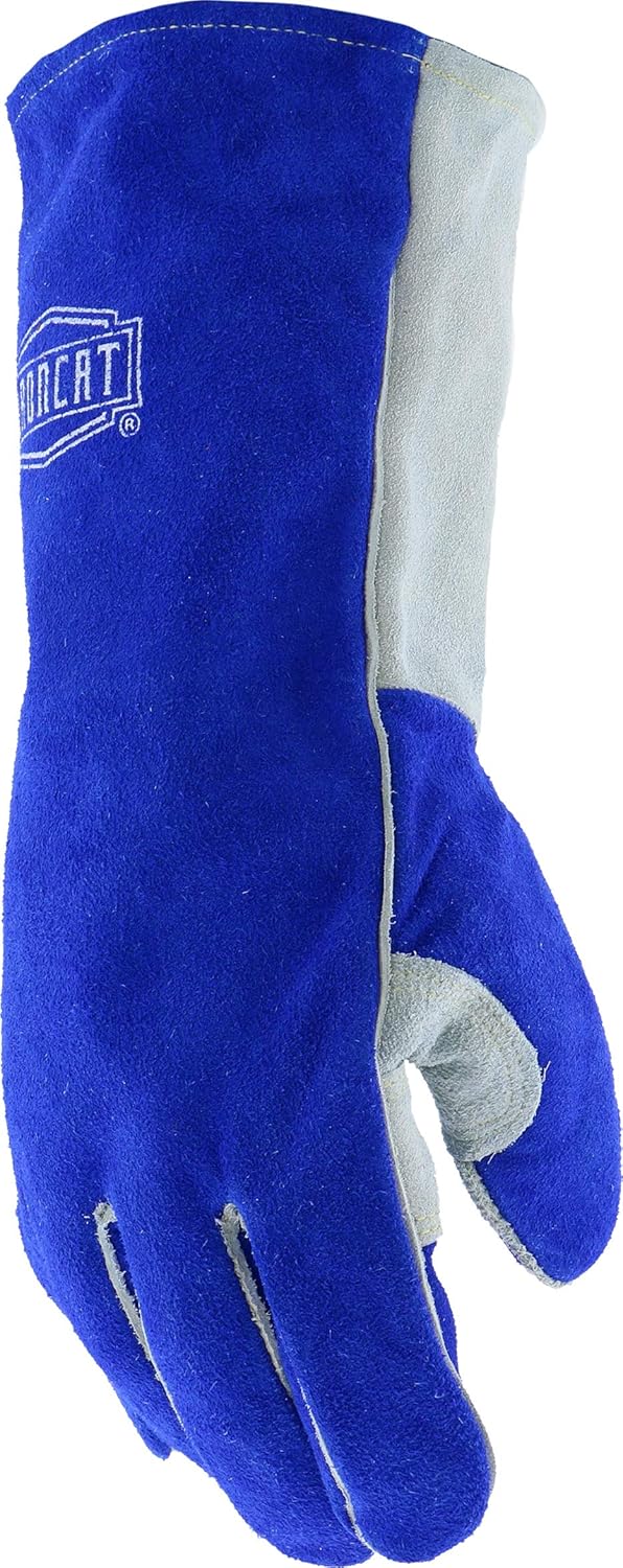 IRONCAT Premium Grade Split Cowhide Leather Welder's Glove, Cotton/Foam Lining, Kevlar Stitching, Blue