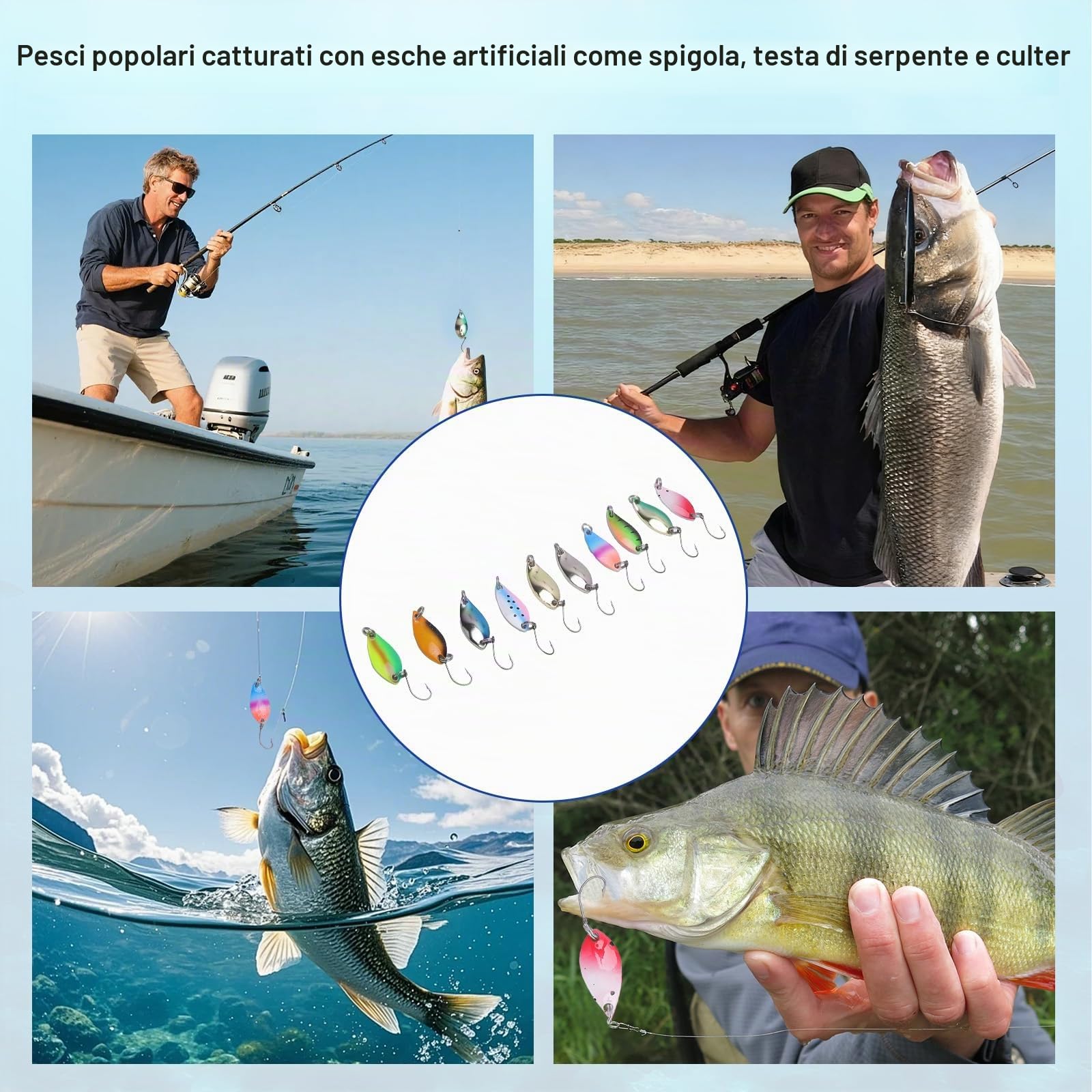 10 Pezzi Esche Artificiali Spinning Trota, 2,5 g/3,5 g/5 g Spinning Pesca con Ami, Esche da Pesca con Contenitore, Trabucco per Luccio, Lucioperca, Pesce Persico e Trota