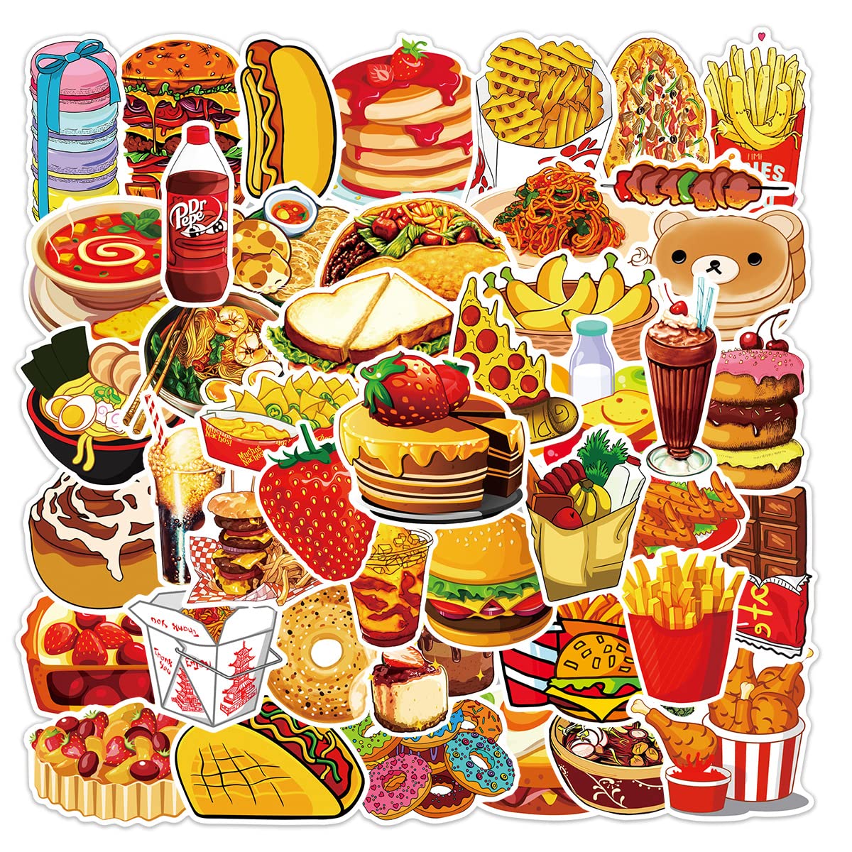 3D Food Theme Stickers, Clear PVC Material, 9x17cm Size