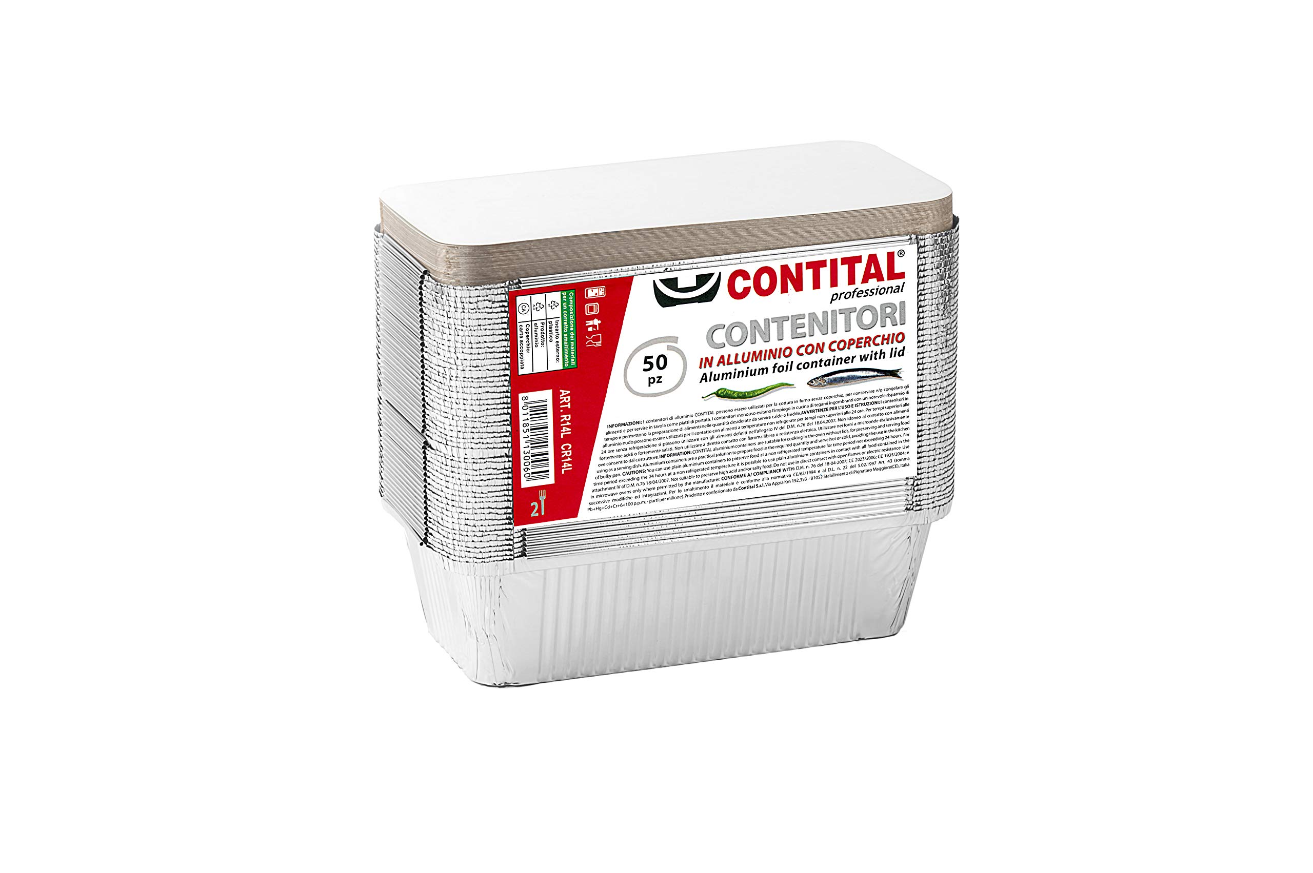 CONTITAL R1G Vaschette Alluminio da 2 Porzioni, Teglie Forno Usa e Getta, Contenitori per Alimenti | Vassoi Alluminio Take Away Box, Teglia Alluminio Microonde, Vaschette Asporto Monouso - 4 Pezzi