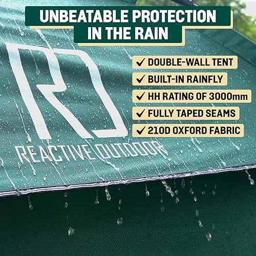 Vista 5 de Reactive Outdoor Tent - 3 Second Tent - 3 Sec Instant Pop Up Tent - Easy and Quick Setup Camping Tent - 1 Person Setup Waterproof Double Layer