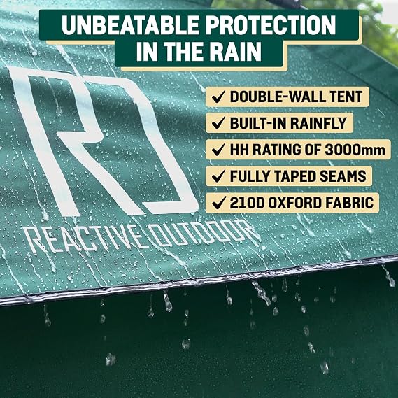 Reactive Outdoor Tent - 3 Second Tent - 3 Sec Instant Pop Up - Easy and Quick Setup Camping - 1 Person Setup Waterproof Double Layer Outdoor Camping Tent