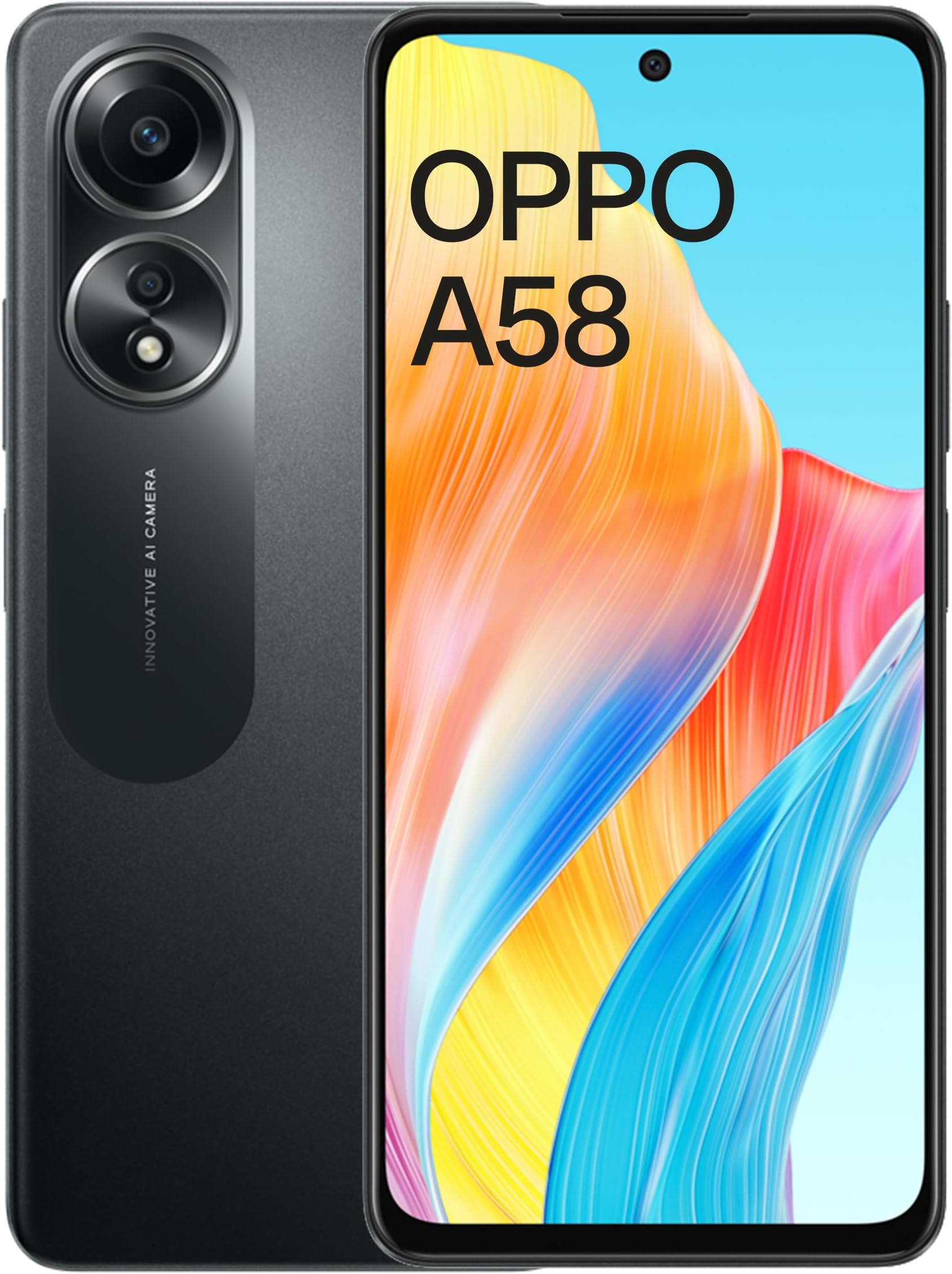 A58 (Glowing Black, 6GB RAM, 128GB Storage) | 5000 mAh Battery and 33W SUPERVOOC | 6.72" FHD+ Punch Hole Display | Dual Stereo Speakers with No Cost EMI/Additional Exchange Offers
