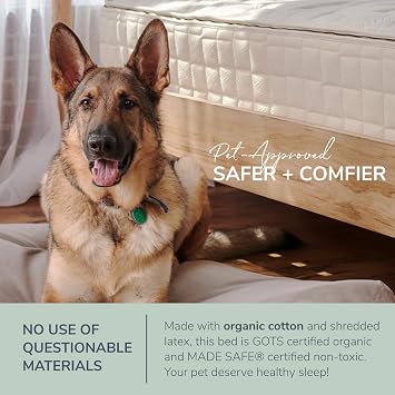 Naturepedic Organic X-Large Pet Bed - Super Plush Dog & Cat Beds - Ultra Supportive Dog Bed Mat - Ideal Pet Bed with No Polyurethane Foam - 41 x 27 x 4