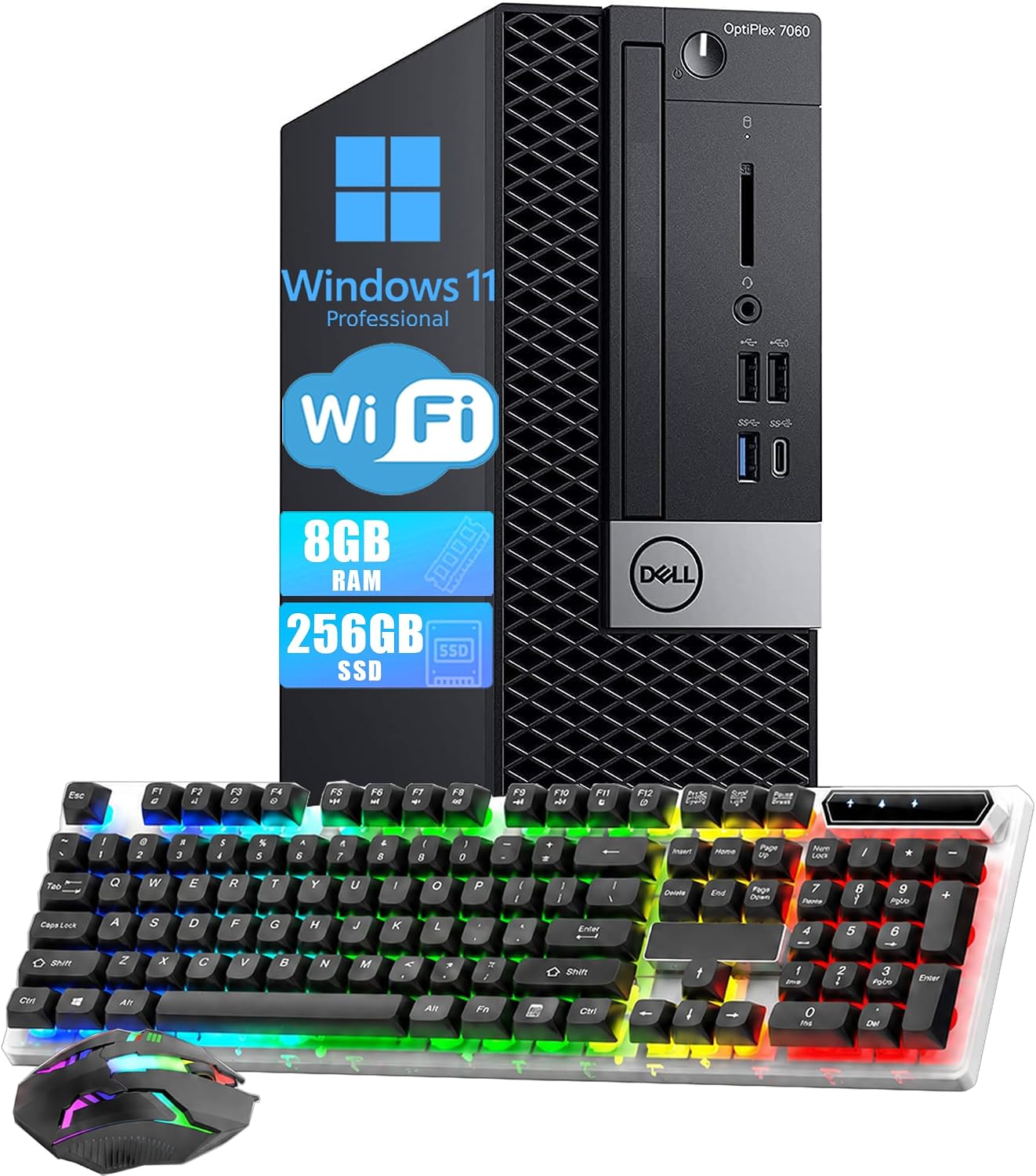 Dell Optiplex 7060 SFF Desktop Computer PC, Intel Core i5-8500T up to 3.5GHz, 8 GB DDR4, 256 GB SSD, Keyboard & Mouse, DisplayPorts, Small Form Factor Business Desktop, Windows 11 Pro (Renewed)