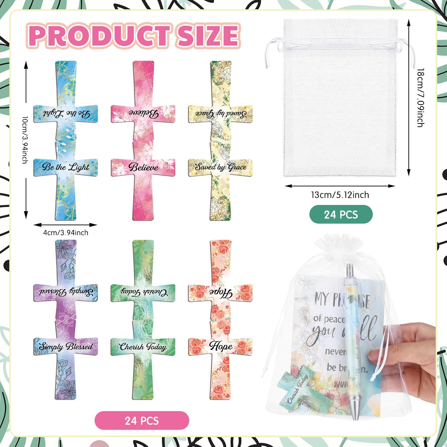 96 Pcs Christian Gifts Bulk for Women Include Magnetic Cross Bookmarks, Mini Bible Verse Notepads, Scripture Ballpoint Pens, Religious Small Notebooks Gifts Prizes Party Favor(Watercolor) - Image 3